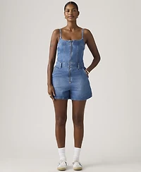 Levi's Women's Jadine Square Neck Front-Zip Cotton Romper