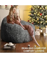 gaomon Adult Bean Bag Chair with Armrest, Faux Fur Plush