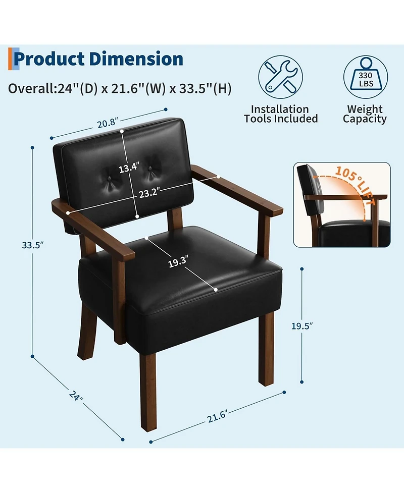 gaomon Set of 2 Mid Century Modern Accent Chairs