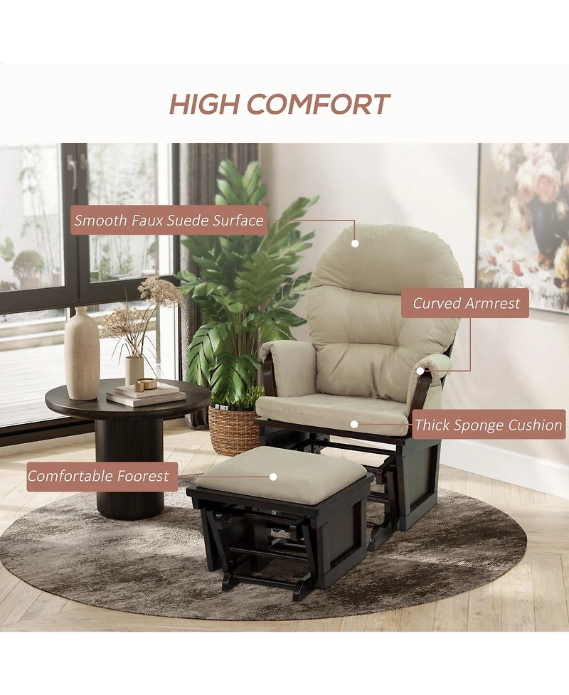 Boyel Living Nursery Glider Rocking Chair with Ottoman and Thick Padded Cushion