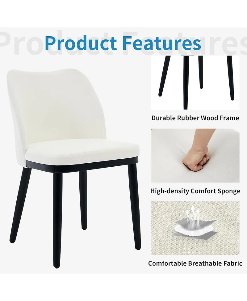 gaomon Linen Dining Chairs Set of 6, Upholstered Side Chairs with Padded Seat & Wood Legs