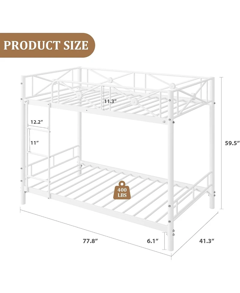gaomon Metal Bunk Bed Heavy Duty with Safety Guard Rails, Space-Saving Design, Steel Frame