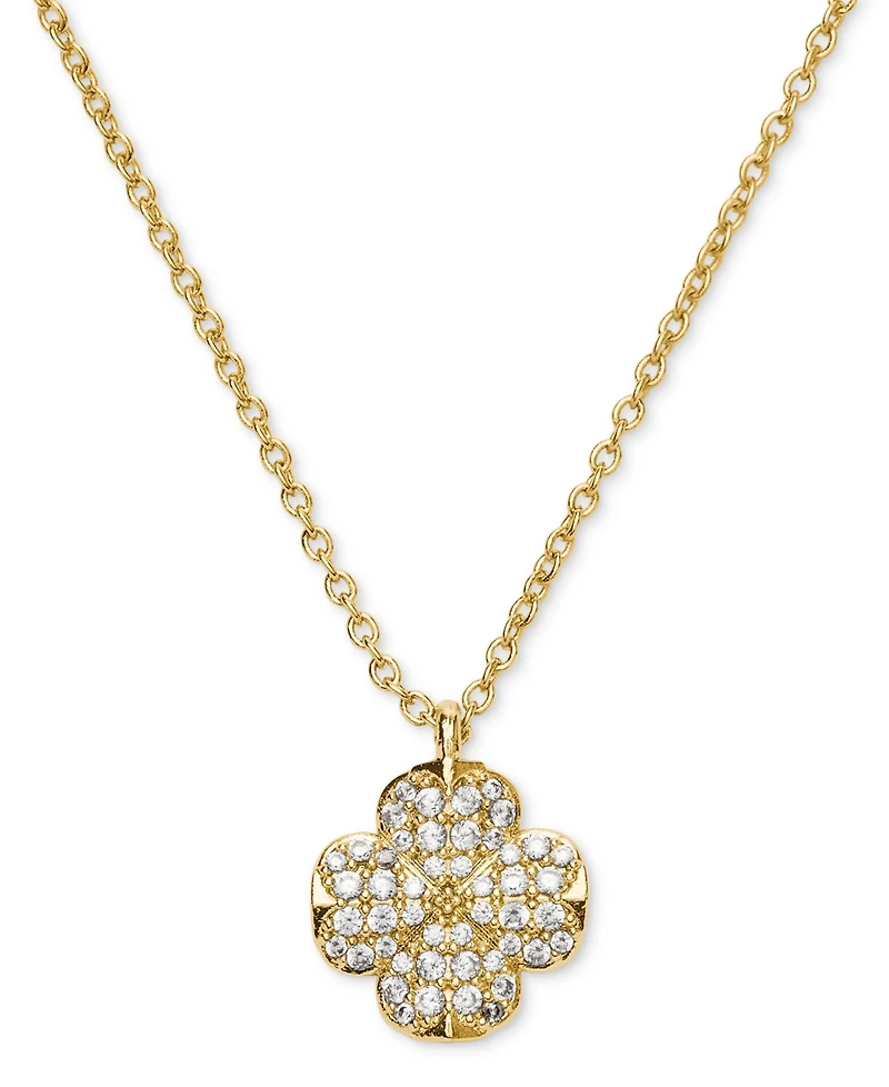 kate spade new york Gold Plated Flower Pave Mini Pendant Necklace