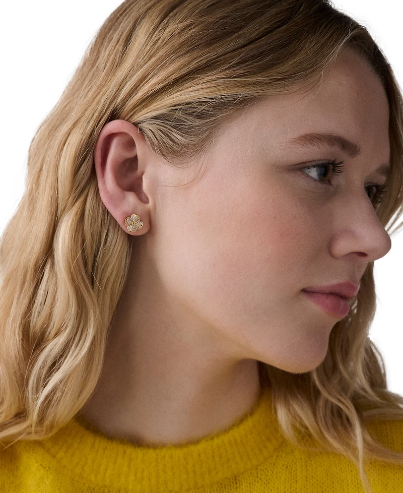 kate spade new york Gold Plated Flower Pave Stud Earrings