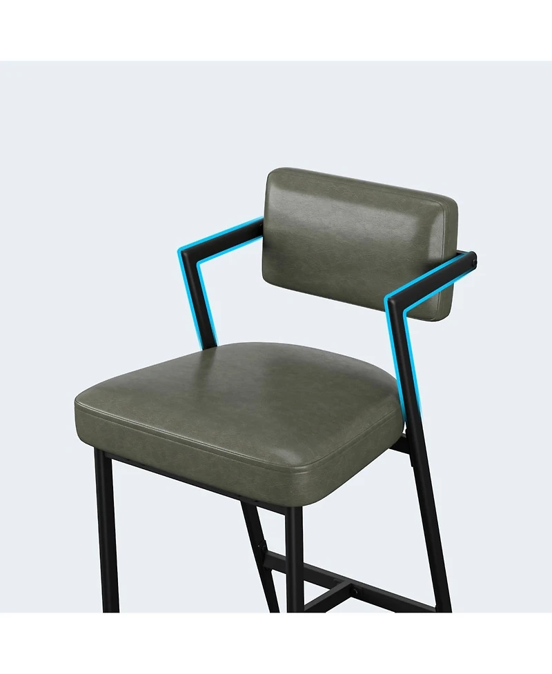 gaomon Bar Stools Set of 4 with Armrests,Counter Height Bar Stools of 4 with Backrest,Footrest,Thick Cushion and Thickened Metal Legs for Island