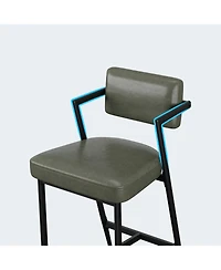 gaomon Bar Stools Set of 4 with Armrests,Counter Height Bar Stools of 4 with Backrest,Footrest,Thick Cushion and Thickened Metal Legs for Island