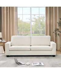 gaomon 83" Modern 3-Seater Sofa, Tufted Teddy Velvet Couch, Plush Cushions, Hardwood Frame