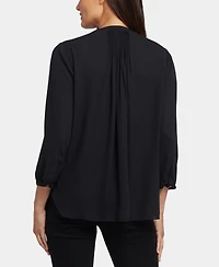 Nydj Petite Pintuck Split neck Top
