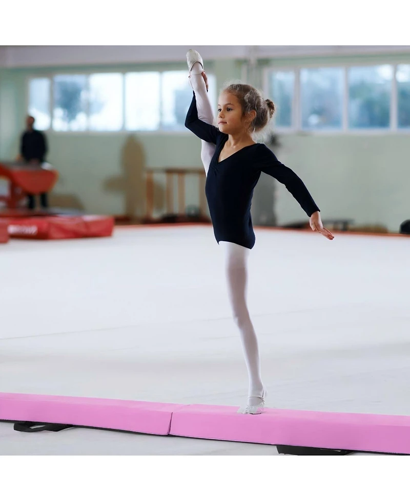 Hongge 7 Ft Folding Balance Beam with Removable Suede Cover and Non-slip Bottom