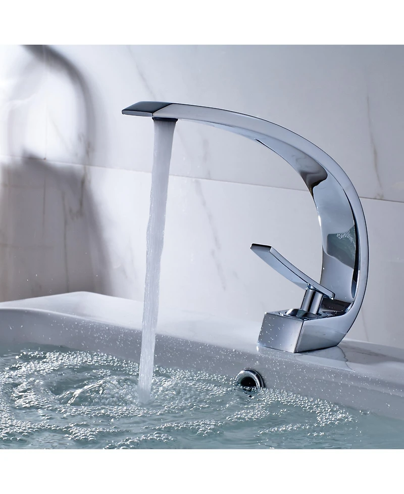 Busdays Chrome Bathroom Faucet,Faucet for Bathroom Sink, Single Hole Bathroom Faucet Modern Single Handle Vanity Basin Faucet