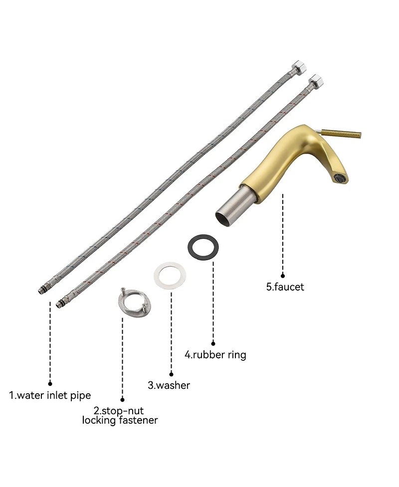 Busdays Brushed Gold Single Handle Lavatory Basin Sink Faucet