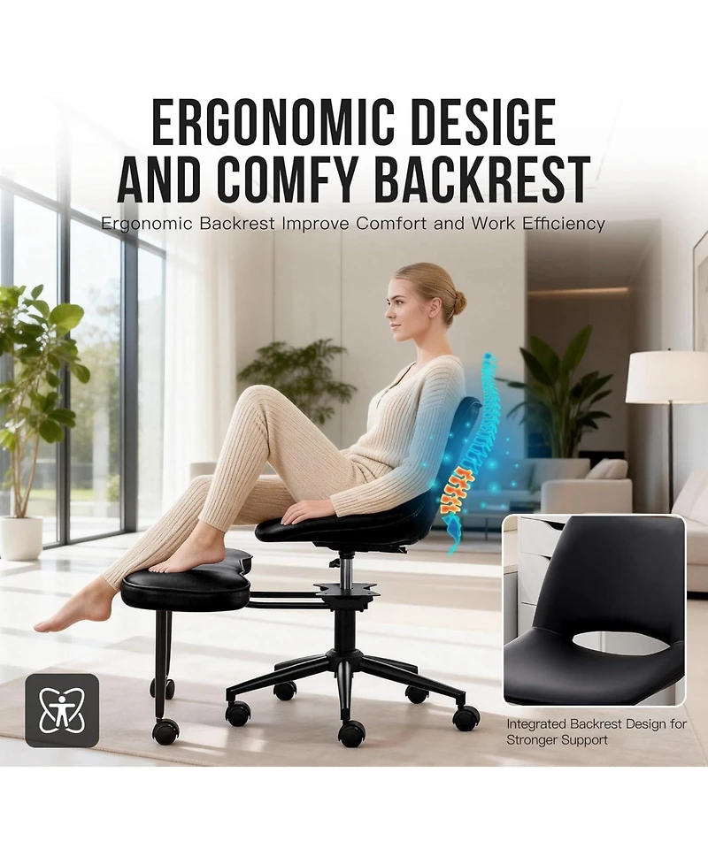 gaomon Ergonomic Cross-Legged Office Chair with High Lumbar Support, Adjustable Height Kneeling Chair