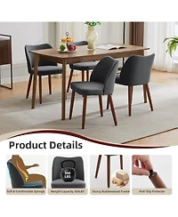 gaomon Linen Dining Chairs Set of 6, Upholstered Wingback Chairs with Wood Legs