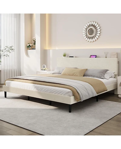gaomon Corduroy Mdf Bedhead Storage Soft Package Bed, Spacious Storage, Comfortable Mattress