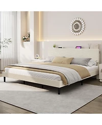 gaomon Corduroy Mdf Bedhead Storage Soft Package Bed, Spacious Storage, Comfortable Mattress
