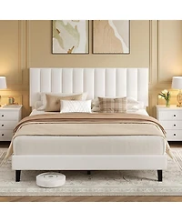 gaomon Iron Mdf Vertical Pattern Soft Bag Basic Bed, Upholstered Bed Frame, Stylish Design, Comfortable Mattress