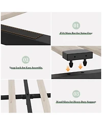 gaomon Bed Frame with Wingback Headboard & 4 Drawers, Upholstered, Charging Station, Button Tufted, No Box Spring