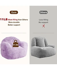 gaomon 51" Fluffy Faux Fur Bean Bag Chair Cover with Filler, Machine Washable