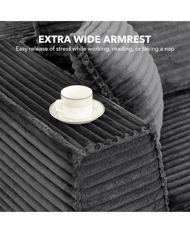 gaomon 107" Modular Sectional Cloud Couch for Living Room,Deep Seat Boneless Couch,Convertible Sofas with Ottomans,No Assembly Compression Sofas