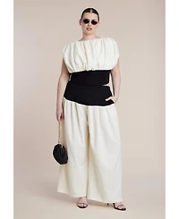 Eloquii Women's Plus Colorblocked Wide Leg Pant