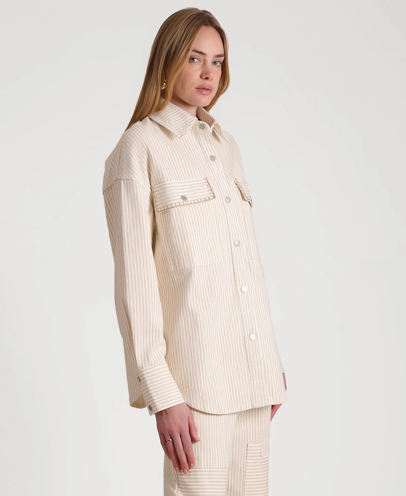Avec Les Filles Women's Collared Oversized Shirt