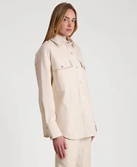Avec Les Filles Women's Collared Oversized Shirt