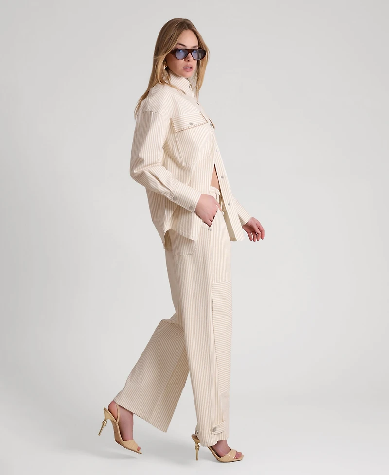 Avec Les Filles Women's Patchwork Wide Leg Jeans