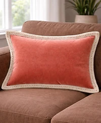 Vibhsa Solid Velvet Pick-Stitch Lumbar Decorative Pillow, 14" x 20"