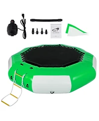 10 Ft Inflatable Water Trampoline with Ladder for Lake and Pool