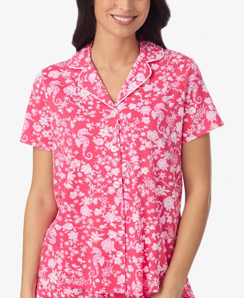 Cuddl Duds Women's Short-Sleeve Top and Pull-On Pajama Shorts