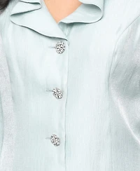 Alex Evenings Women's Shimmer Ruffle Neck Blouse