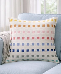 Vibhsa Playful Checks Handloom Woven Decorative Pillows, 20" x 20"