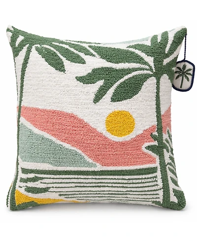 Vibhsa Sunset at the Beach Cotton Needle-Punch Decorative Pillow, 20" x 20"