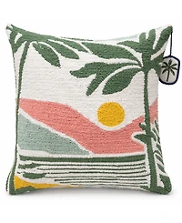 Vibhsa Sunset at the Beach Cotton Needle-Punch Decorative Pillow, 20" x 20"
