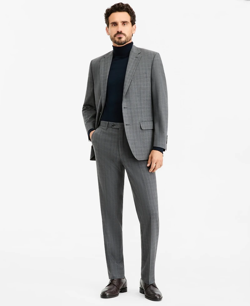 Tallia Men's Classic-Fit Gray & Blue Check Suit Separate Jacket