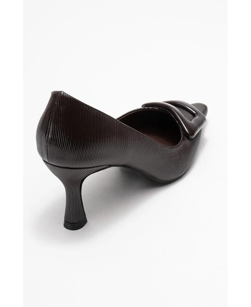 Prologue Shoes Women's Astra Buckle Pointed Toe Pump