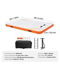 Mecale 8 x 6 Ft Inflatable Floating Dock Platform with Non-Slip Surface and Ladder