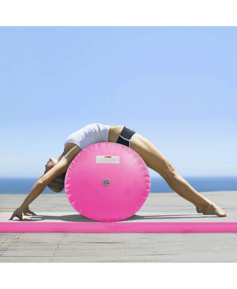 Mecale 2-Piece Inflatable Gymnastics Air Mat Set with Air Roller and Pump