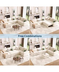 gaomon Sectional Sleeper Sofa with Pull Out Bed, Chenille Modular Sectional Sofa L Shaped Couch with Pull Out Couch and Storage Seat