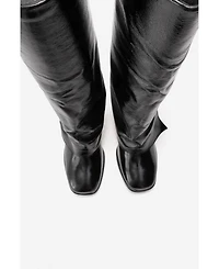 Forever & Always Shoes Women's Lojo Leather Block Heel Boot