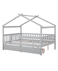 flynama Wooden House Bed Two Drawers