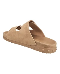 True Religion Men's Sean Double Strap Metal Logo Sandal
