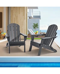 Gouun Folding Hdpe Adirondack Chair Set of 2 with Cup Holders