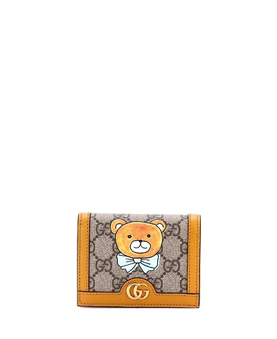 Pre-Owned Gucci Gg Marmont Bifold Card Holder Printed Gg Coated Canvas