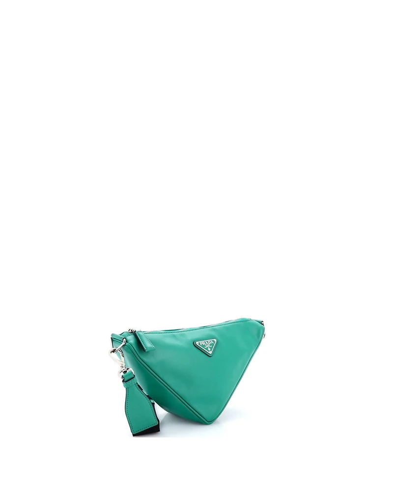 Pre-Owned Prada Small Triangle Logo Zip Crossbody Bag Soft Leather
