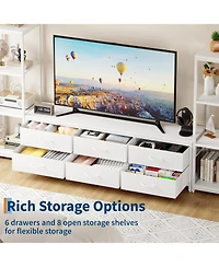 gaomon Tv Stand Dresser for 75 Inch Tv, Large Entertainment Center with Fabric Drawers & 4 Tier Storage Shelves, Modern Industrial Tv Console