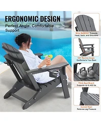 Gouun Folding Hdpe Adirondack Chair Set of 2 with Cup Holders