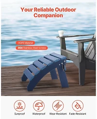 Foldable Hdpe Outdoor Adirondack Ottoman in Vibrant Blue