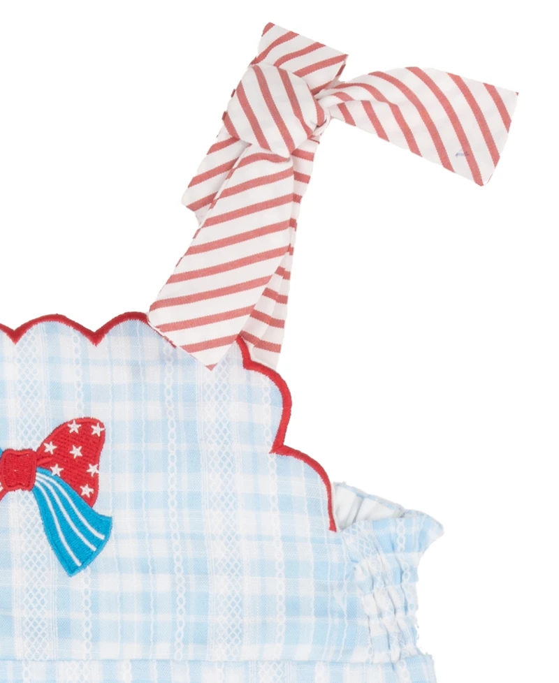 Rare Editions Baby Girls' Gingham Romper with Embroidery