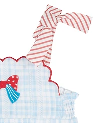 Rare Editions Baby Girls' Gingham Romper with Embroidery